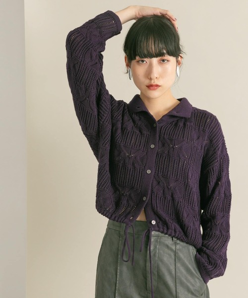 KBF(ケイビーエフ)の「透かし編みニットカーディガン(カーディガン/ボレロ・レディース・アイボリー/パープル/ブラック・ONE)」の22枚目の写真