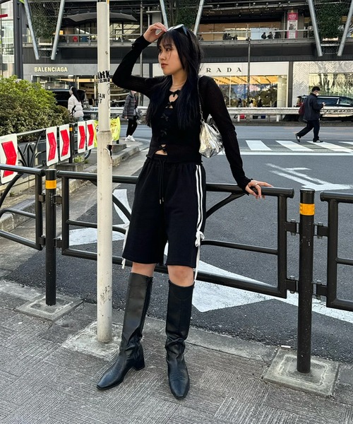 セール】ダブルラインリボンスウェットハーフパンツ（スウェット
