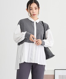 NICOLE white | プリーツシャツブラウス(シャツ/ブラウス)