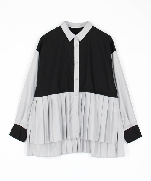NICOLE white（ニコルホワイト）の「プリーツシャツブラウス（シャツ/ブラウス・レディース・ブラック/ネイビー/ストライプ・FREE）」の4枚目の写真