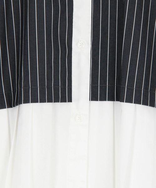 NICOLE white（ニコルホワイト）の「プリーツシャツブラウス（シャツ/ブラウス・レディース・ブラック/ネイビー/ストライプ・FREE）」の13枚目の写真