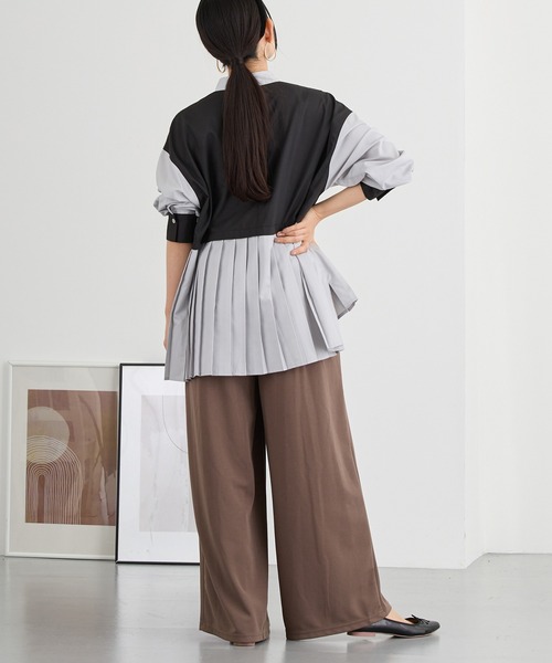 NICOLE white（ニコルホワイト）の「プリーツシャツブラウス（シャツ/ブラウス・レディース・ブラック/ネイビー/ストライプ・FREE）」の15枚目の写真