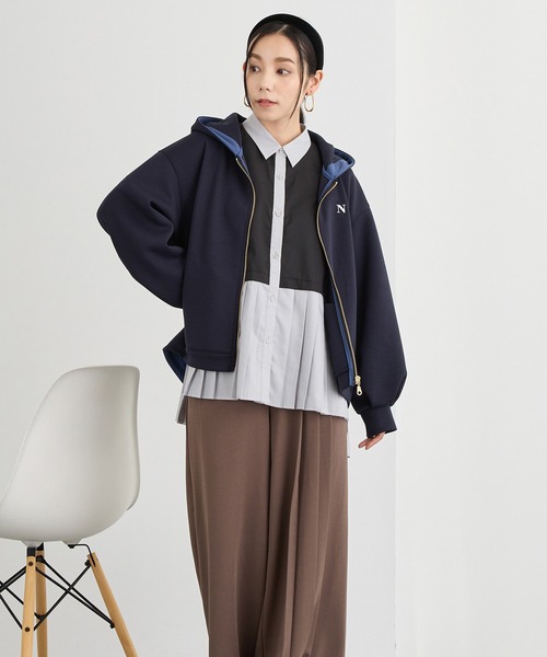 NICOLE white（ニコルホワイト）の「プリーツシャツブラウス（シャツ/ブラウス・レディース・ブラック/ネイビー/ストライプ・FREE）」の16枚目の写真