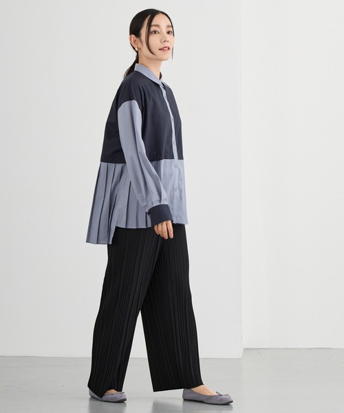 NICOLE white（ニコルホワイト）の「プリーツシャツブラウス（シャツ/ブラウス・レディース・ブラック/ネイビー/ストライプ・FREE）」の17枚目の写真