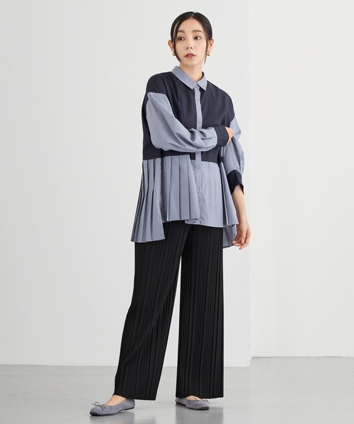 NICOLE white（ニコルホワイト）の「プリーツシャツブラウス（シャツ/ブラウス・レディース・ブラック/ネイビー/ストライプ・FREE）」の18枚目の写真