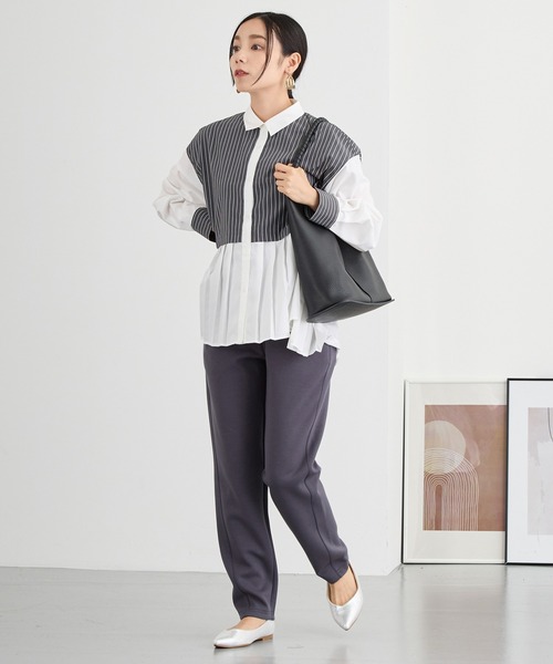 NICOLE white（ニコルホワイト）の「プリーツシャツブラウス（シャツ/ブラウス・レディース・ブラック/ネイビー/ストライプ・FREE）」の19枚目の写真