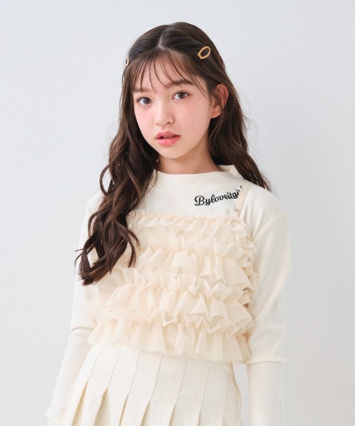 by LOVEiT(バイラビット)の「キャミつきロングTシャツ(アンサンブル・キッズ・ベージュ/グレー・120cm/130cm/140cm/150cm/160cm)」の2枚目の写真