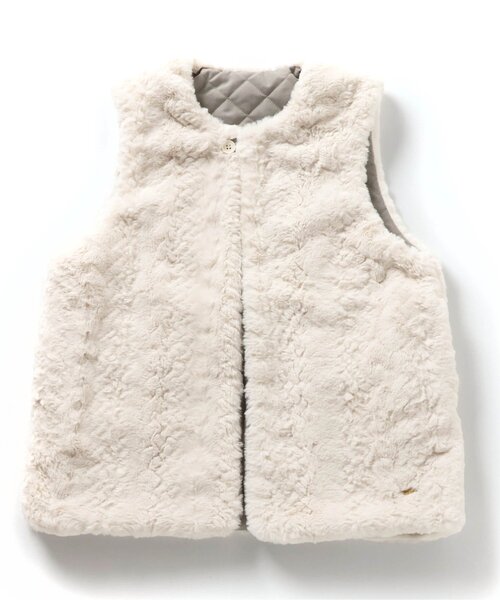 Seraph（セラフ）の「リバーシブルファーベスト_ジュニア（ダウンベスト・キッズ・アイボリー/サックスブルー/ブラウン・150/160）」の8枚目の写真