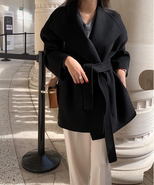 FREE STYLISTS（フリー スタイリスト）の「YUGA_YGMC　ボリュームカラー ローブウールコート（チェスターコート・レディース・グレー/ブラック/キャメル・FREE）」の19枚目の写真