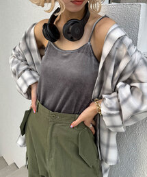 【2サイズ展開】カップ付きベロアキャミソール