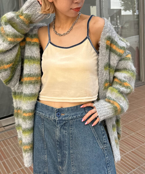 CIAOPANIC（チャオパニック）の「【2サイズ展開】カップ付きベロアキャミソール（キャミソール・レディース・ブラック/グレー/ピンク/ホワイト/ベージュ・0/1）」の15枚目の写真