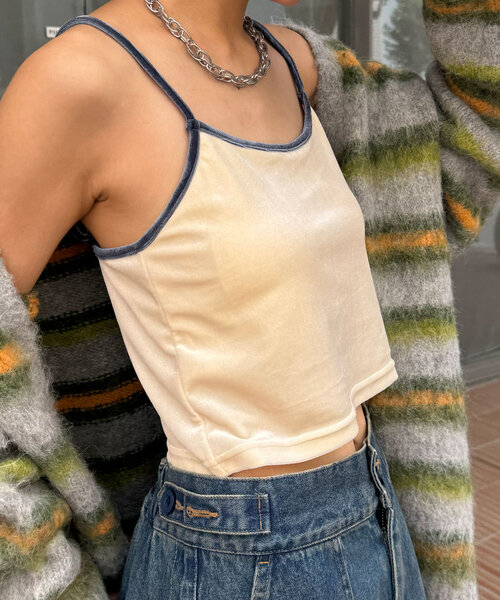 CIAOPANIC（チャオパニック）の「【2サイズ展開】カップ付きベロアキャミソール（キャミソール・レディース・ブラック/グレー/ピンク/ホワイト/ベージュ・0/1）」の16枚目の写真