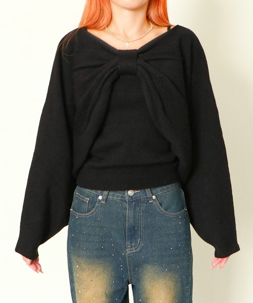 GORGE(ゴージ)の「リボンボレロニットキャミセット(アンサンブル・レディース・ライトブルー/アイボリー/ピンク/ブラック・F)」の11枚目の写真