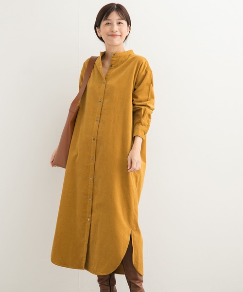 URBAN RESEARCH DOORS（アーバンリサーチドアーズ）の「『UR TECH』コーデュロイシャツワンピース（ワンピース・レディース・ブルー/グレー/ベージュ/マスタード/ミント/ピンク・SMALL/MEDIUM）」の5枚目の写真