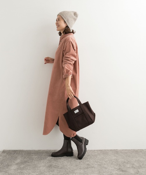 URBAN RESEARCH DOORS（アーバンリサーチドアーズ）の「『UR TECH』コーデュロイシャツワンピース（ワンピース・レディース・ブルー/グレー/ベージュ/マスタード/ミント/ピンク・SMALL/MEDIUM）」の7枚目の写真