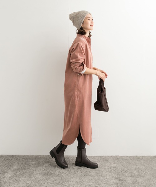 URBAN RESEARCH DOORS（アーバンリサーチドアーズ）の「『UR TECH』コーデュロイシャツワンピース（ワンピース・レディース・ブルー/グレー/ベージュ/マスタード/ミント/ピンク・SMALL/MEDIUM）」の8枚目の写真