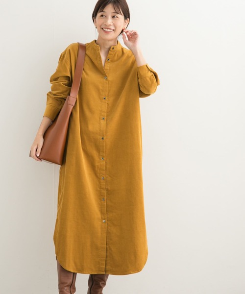 URBAN RESEARCH DOORS（アーバンリサーチドアーズ）の「『UR TECH』コーデュロイシャツワンピース（ワンピース・レディース・ブルー/グレー/ベージュ/マスタード/ミント/ピンク・SMALL/MEDIUM）」の10枚目の写真