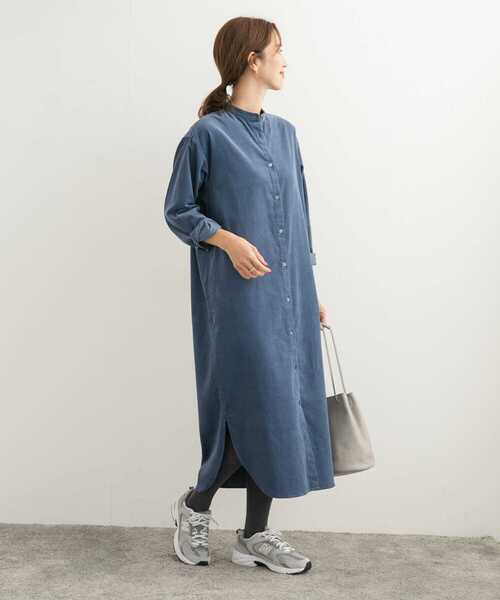 URBAN RESEARCH DOORS（アーバンリサーチドアーズ）の「『UR TECH』コーデュロイシャツワンピース（ワンピース・レディース・ブルー/グレー/ベージュ/マスタード/ミント/ピンク・SMALL/MEDIUM）」の22枚目の写真