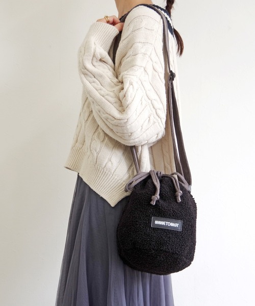 Minnetonka（ミネトンカ）の「MINNETONKA（ミネトンカ） / ボア巾着ショルダーバッグ PURSE BOA BAG（ショルダーバッグ・レディース・グレー/ブラウン/アイボリー・FREE）」の20枚目の写真