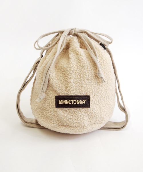 Minnetonka（ミネトンカ）の「MINNETONKA（ミネトンカ） / ボア巾着ショルダーバッグ PURSE BOA BAG（ショルダーバッグ・レディース・グレー/ブラウン/アイボリー・FREE）」の7枚目の写真