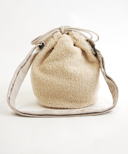 Minnetonka（ミネトンカ）の「MINNETONKA（ミネトンカ） / ボア巾着ショルダーバッグ PURSE BOA BAG（ショルダーバッグ・レディース・グレー/ブラウン/アイボリー・FREE）」の9枚目の写真