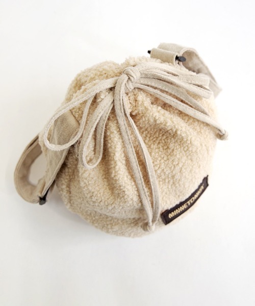 Minnetonka（ミネトンカ）の「MINNETONKA（ミネトンカ） / ボア巾着ショルダーバッグ PURSE BOA BAG（ショルダーバッグ・レディース・グレー/ブラウン/アイボリー・FREE）」の11枚目の写真