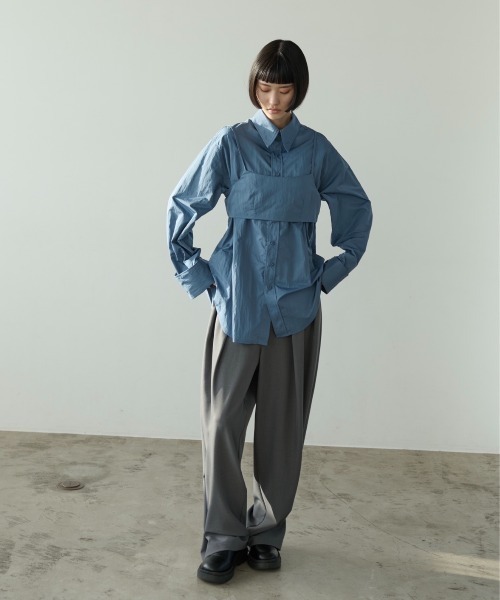 【セール】ナイロンオーバーシャツビスチェアンサンブル（シャツ/ブラウス）｜AIC.（エーアイシー）