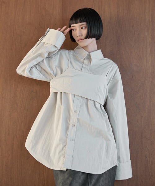 【セール】ナイロンオーバーシャツビスチェアンサンブル（シャツ/ブラウス）｜AIC.（エーアイシー）