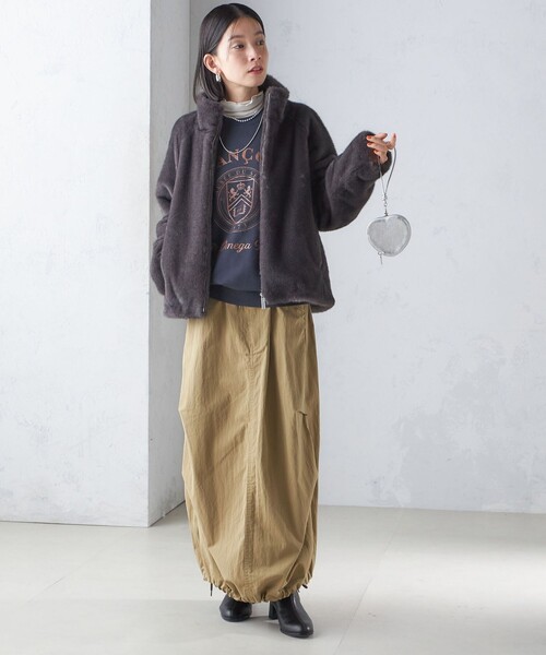 AEWEN MATOPH フェイクファージップアップブルゾンダークブラウン S AEWEN MATOPH フェイクファージップアップブルゾンダークブラウン S