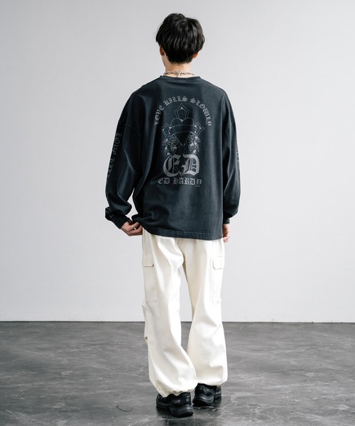 Ed Hardy エドハーディー ピグメント加工 長袖プリントTシャツ クロス/ラビット（Tシャツ/カットソー）｜Ed Hardy（エドハーディー）