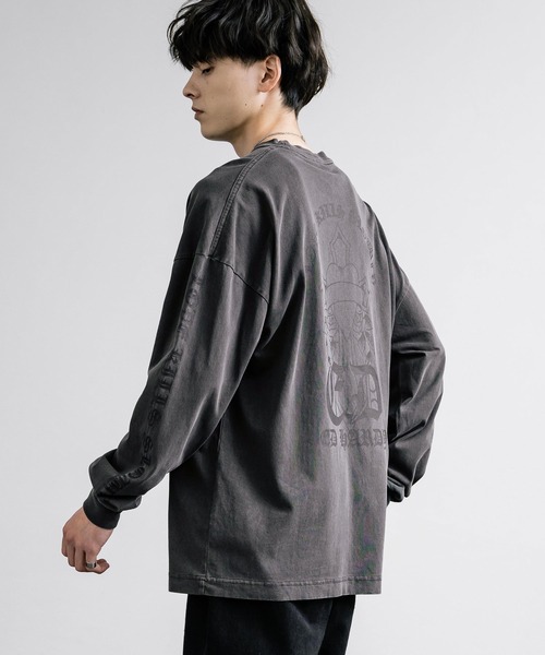 Ed Hardy エドハーディー ピグメント加工 長袖プリントTシャツ クロス/ラビット（Tシャツ/カットソー）｜Ed Hardy（エドハーディー）