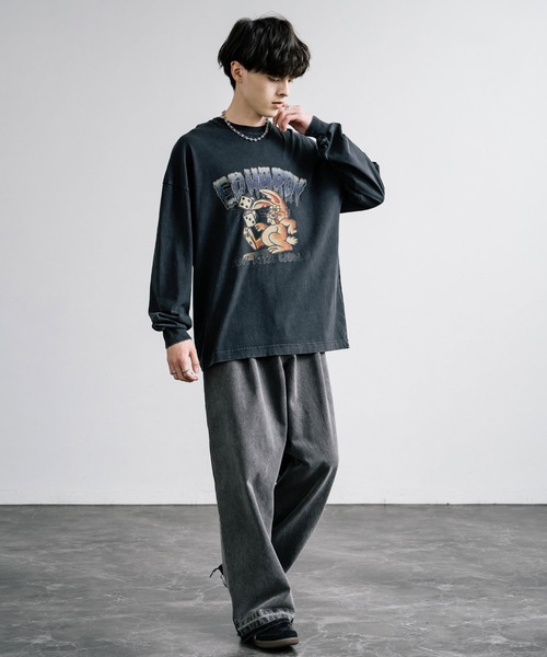 Ed Hardy エドハーディー ピグメント加工 長袖プリントTシャツ