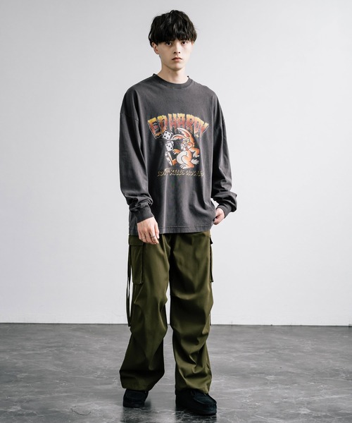 Ed Hardy エドハーディー ピグメント加工 長袖プリントTシャツ クロス/ラビット（Tシャツ/カットソー）｜Ed Hardy（エドハーディー）