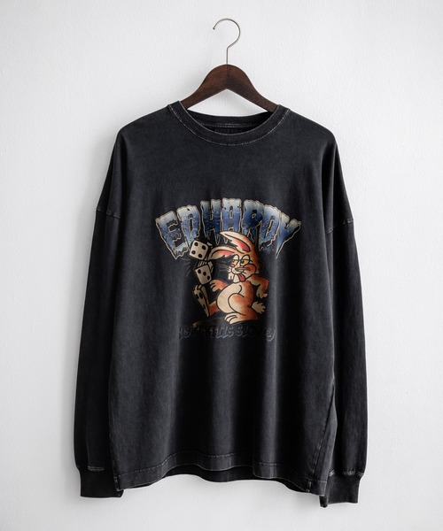 Ed Hardy エドハーディー ピグメント加工 長袖プリントTシャツ