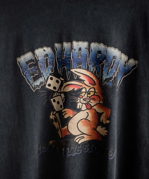 Ed Hardy エドハーディー ピグメント加工 長袖プリントTシャツ クロス/ラビット（Tシャツ/カットソー）｜Ed Hardy（エドハーディー）