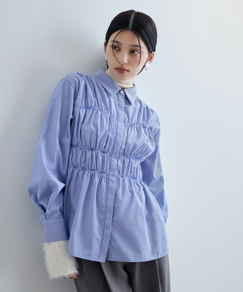 シャーリング デザイン ブラウス - (MIX) シャーリングデザインブラウス | NATURAL BEAUTY BASIC（ナチュラル