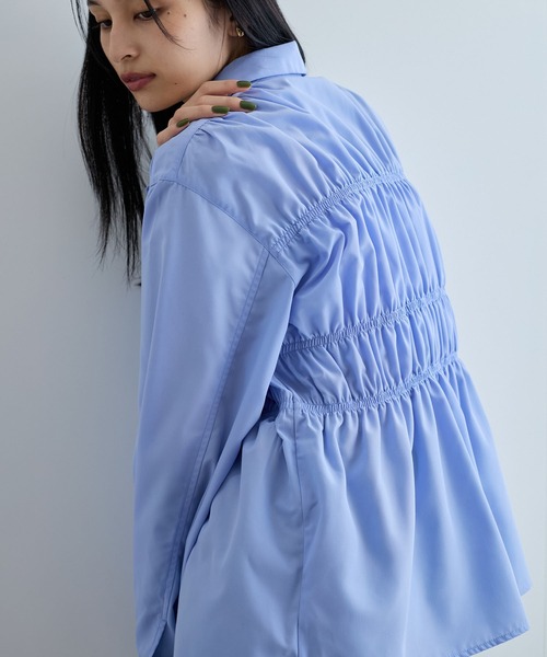 VIS（ビス）の「【洗える】シャーリングデザインシャツ（シャツ/ブラウス・レディース・ホワイト/ブルー/ブルー系その他4・FREE）」の10枚目の写真