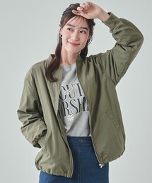 さっと羽織ってこなれ見え 襟元リブドロストブルゾン