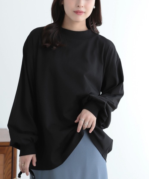 SUNFLOWER EIGHT(サンフラワーエイト)の「モックネックボリュームスリーブカットソー(Tシャツ/カットソー・レディース・ブラック/ホワイト/グレー・FREE)」の4枚目の写真