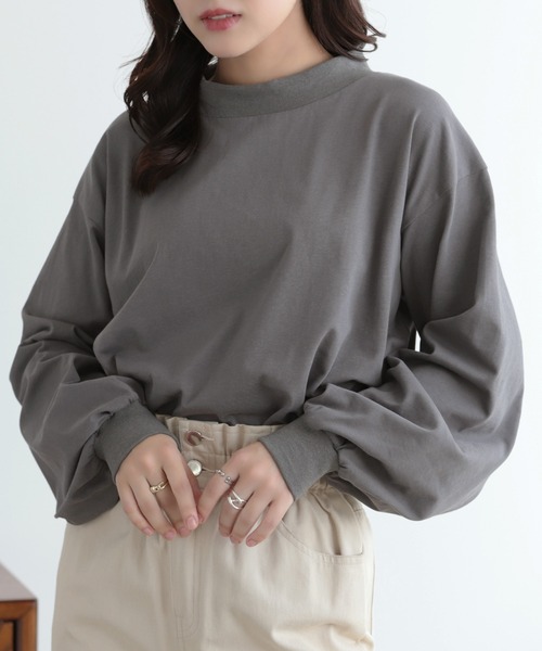 SUNFLOWER EIGHT(サンフラワーエイト)の「モックネックボリュームスリーブカットソー(Tシャツ/カットソー・レディース・ブラック/ホワイト/グレー・FREE)」の6枚目の写真