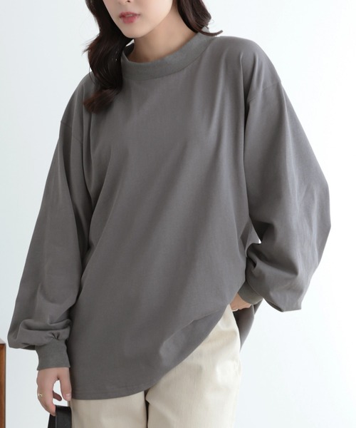 SUNFLOWER EIGHT(サンフラワーエイト)の「モックネックボリュームスリーブカットソー(Tシャツ/カットソー・レディース・ブラック/ホワイト/グレー・FREE)」の7枚目の写真