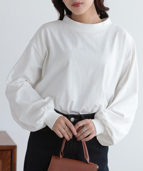 SUNFLOWER EIGHT(サンフラワーエイト)の「モックネックボリュームスリーブカットソー(Tシャツ/カットソー・レディース・ブラック/ホワイト/グレー・FREE)」の11枚目の写真