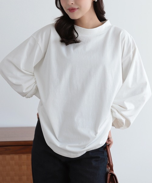 SUNFLOWER EIGHT(サンフラワーエイト)の「モックネックボリュームスリーブカットソー(Tシャツ/カットソー・レディース・ブラック/ホワイト/グレー・FREE)」の12枚目の写真