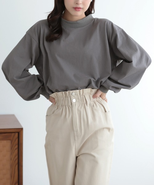 SUNFLOWER EIGHT(サンフラワーエイト)の「モックネックボリュームスリーブカットソー(Tシャツ/カットソー・レディース・ブラック/ホワイト/グレー・FREE)」の8枚目の写真