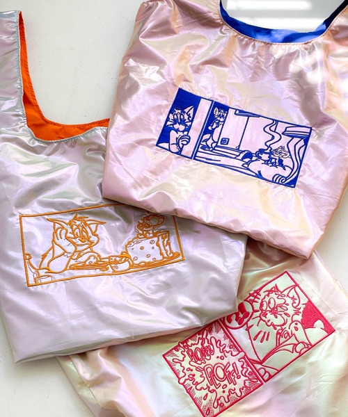 Tom&Jerry(トムアンドジェリー)の「TOM and JERRY×Flapperコミック刺繍トート(トートバッグ・レディース・グレー/ピンク/ライトブルー・FREE)」の4枚目の写真