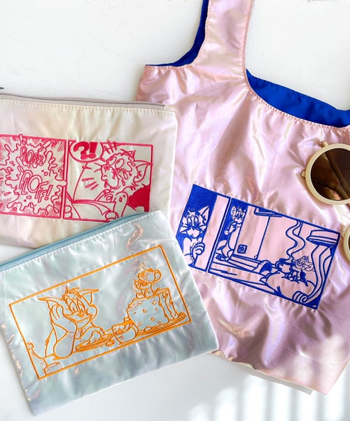 Tom&Jerry(トムアンドジェリー)の「TOM and JERRY×Flapperコミック刺繍トート(トートバッグ・レディース・グレー/ピンク/ライトブルー・FREE)」の17枚目の写真