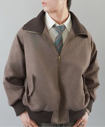 古着MIX&ストリート/リブ切り替えフェイクスエードブルゾン/短丈ショート丈アウター