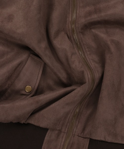 SPINNS（スピンズ）の「古着MIX＆ストリート/リブ切り替えフェイクスエードブルゾン/短丈ショート丈アウター（ブルゾン・メンズ・ブラウン/ブラック・ONESIZE）」の6枚目の写真