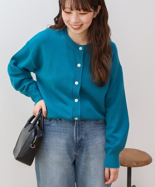 AMERICAN HOLIC(アメリカンホリック)の「バイパチ2WAYクルーネックニットカーディガン(カーディガン/ボレロ・レディース・その他6/ピンク/ターコイズブルー・M/L)」の7枚目の写真