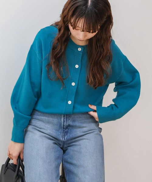 AMERICAN HOLIC(アメリカンホリック)の「バイパチ2WAYクルーネックニットカーディガン(カーディガン/ボレロ・レディース・その他6/ピンク/ターコイズブルー・M/L)」の8枚目の写真
